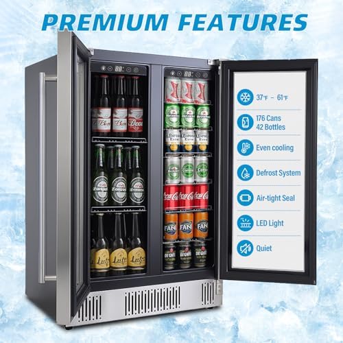 Erivess 24" Wine & Beverage Refrigerator Cooler, Dual Zone Glass Front Door - Image 4