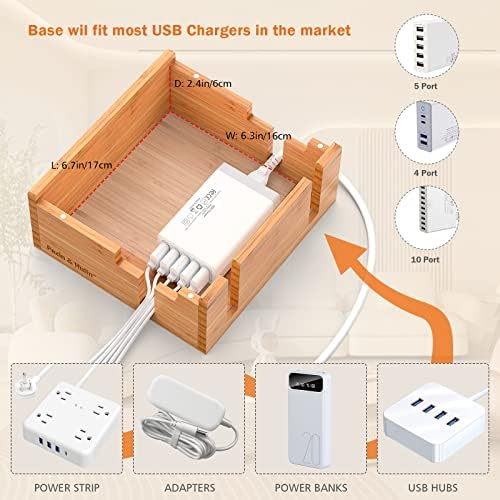 Pezin & Hulin Bamboo Charging Station for Multiple Devices with 5-Port HUB - Image 5