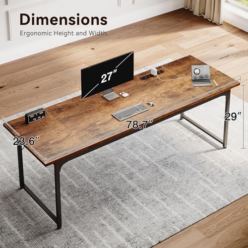 Coleshome 79 Inch Computer Desk with Power Outlet - Image 3