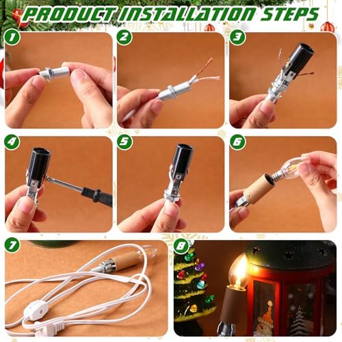 Honoson 9 Pack Small Christmas Ceramic Tree Light Kit with LED Bulb - Image 5