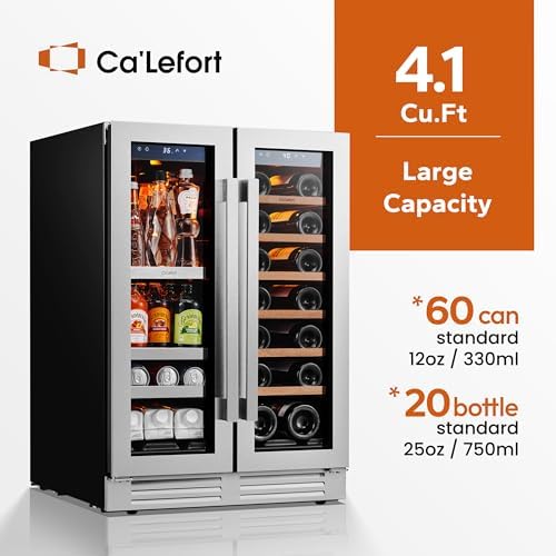 Ca'Lefort 24 Inch Wine & Beverage Refrigerator, Dual Zone Wine Fridge - Image 2