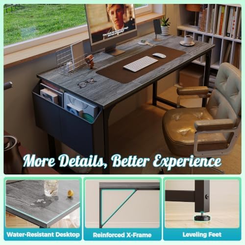 PRAISUN 47'' Computer Desk with Fabric Storage Bag - Image 7