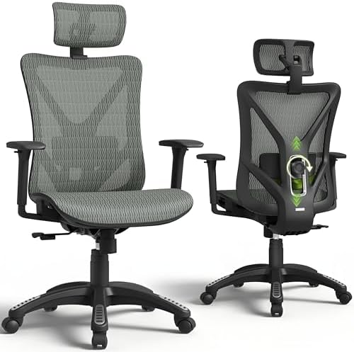 ELABEST Mesh Office Chair,Ergonomic Computer Desk Chair,Sturdy Task Chair- Adjustable Lumbar Support & Armrests,Tilt Function,Comfort Wide Seat,Swivel Home Office Chair (Eucalyptus) by ELABEST