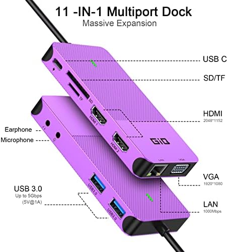 USB 3.0 Docking Station Dual Monitor,2*HDMI HUB Displaylink Dock for Laptop - Image 2