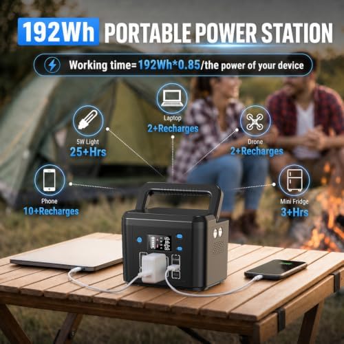 200W Portable Power Station, 192Wh LiFePO4 Solar Generator for Camping - Image 2