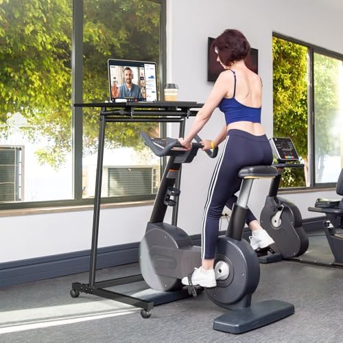 Eocnrhe Treadmill Desk, Mobile Small Standing Desk with Wheels for Walking Pad, Portable Table for Laptop, Rolling Table Adjustable Height, Bedside Table，Black - Image 6
