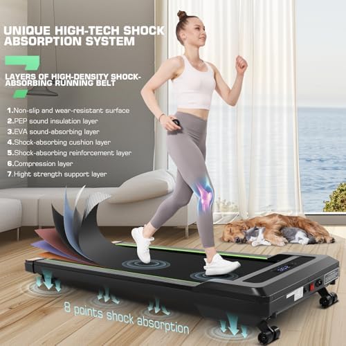 ANCHEER Walking Pads, 2 in 1 Under Desk Treadmill 2.5HP Compact Running Machine with Remote Control, 300lbs Weight Capacity for Home/Gym/Office,Ultra-Quiet, Installation-Free - Image 3