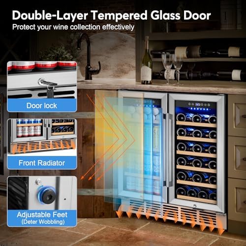 30" Dual Zone Wine and Beverage Refrigerator, Under Counter or Freestanding - Image 6