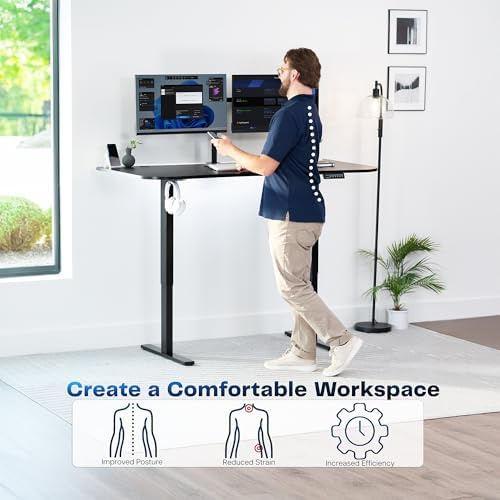 VIVO Black 63 x 32 in Standing Desk, DESK-KIT-1B1B - Image 4
