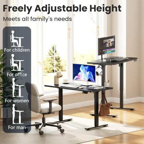 48x24 inch Electric Standing Desk, Height Adjustable, Black - Image 3