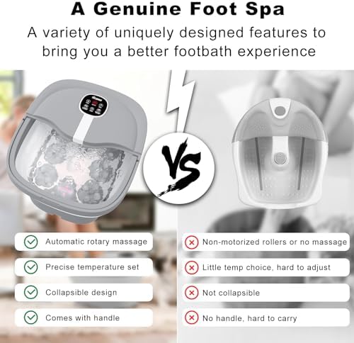 HOSPAN Collapsible Foot Spa Electric Rotary Massage, Foot Bath with Heat, Bubble, Remote, and 24 Motorized Shiatsu Massage Balls. Pedicure Foot Spa for Feet Stress Relief - Image 2