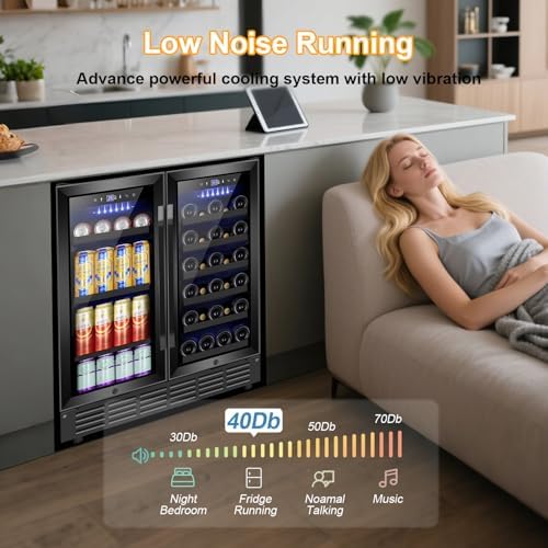 Velivi 30 Inch Wine and Beverage Refrigerator Black- Dual Zone Beverage Fridge Under Counter/Freestanding Drink and Beer Fridge Built-In Home Kitchen Bar or Office - Image 5