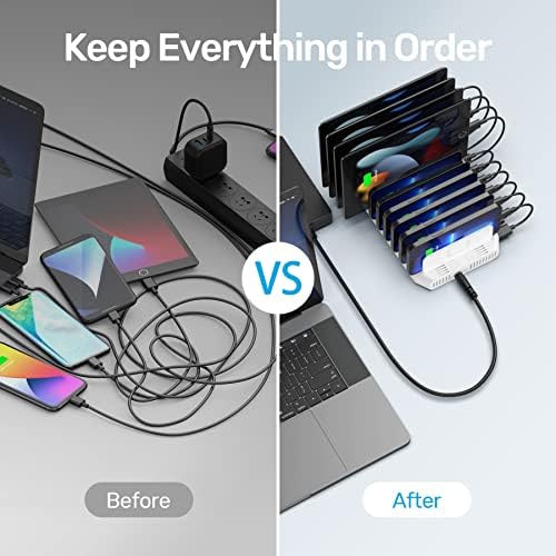 Unitek Multi Charging Station, 10-Port USB Charger for Multiple Device with SmartIC Tech and Adjustable Dividers, Organizer Stand Compatible with iPad, Tablet, Kindle, iPhone (Pack of 2) - Image 4