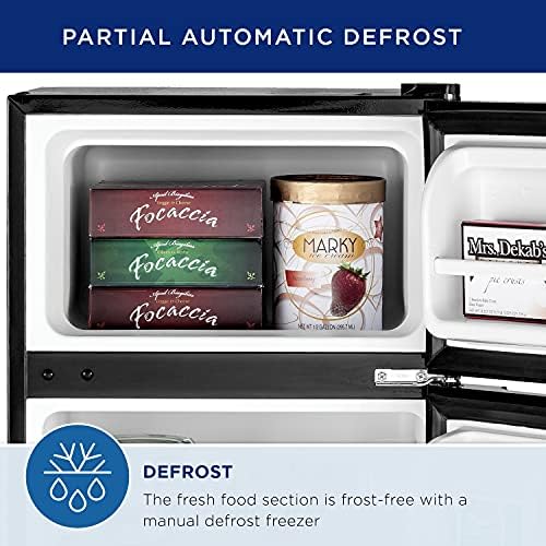 GE Double-Door Mini Fridge, Freestanding Compact Refrigerator with Freezer, 3.1 Cu Ft, Black, GDE03GGKBB - Image 4