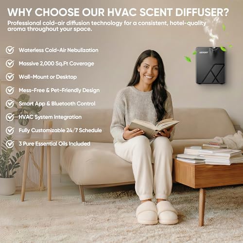Smart HVAC Scent Diffuser, Waterless Essential Oil Diffuser for Whole House & Large Room up to 2000 Sq.Ft, Cold Air Hotel Collection Scent Machine with WiFi & Bluetooth App, Includes 100ml Oil, Black - Image 3