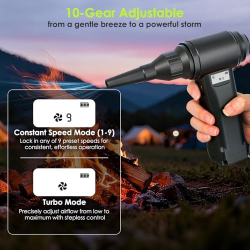 Electric Compressed Air Duster, 300,000RPM Cordless Air Blower for Dust Removal, Duster/Vacuum 2-in-1 with 10 Speeds, 20000mAh Rechargeable & 4 Nozzles Dust Blower for PC, Keyboard, Car, Outdoor - Image 3