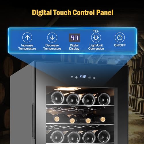 FoMup Wine Fridge 24 Bottles, Small Wine Cooler Refrigerator Freestanding with Digital Temperature Control Safety Lock, Frost Free for Red White Wine, Champagne - Image 3