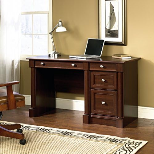 Sauder Palladia Computer Desk with Drawers, Home Office Desk with File Cabinet Storage Drawer, Cable Management, Keyboard Tray, in Select Cherry Finish - Image 2