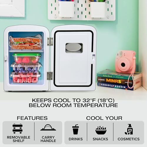 Koolatron Mini Fridge- Black Refrigerator 6 Can Portable Cooler for Bedroom Office Dorm Car Compact Fridge for Drinks Makeup Skincare Dual Power 12V 110V - Image 2