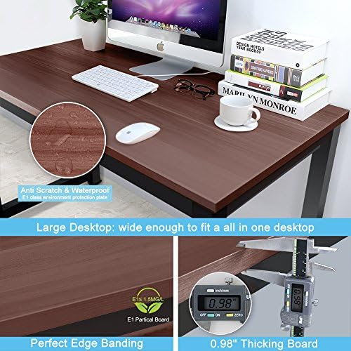Tribesigns Computer Desk, 55 inch Large Office Desk Computer Table Study Writing Desk for Home Office, Teak + Black Leg - Image 5