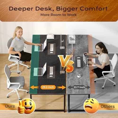 PRAISUN 70.8 X 29.5 Inch Computer Desk with Deeper Desktop - Image 5