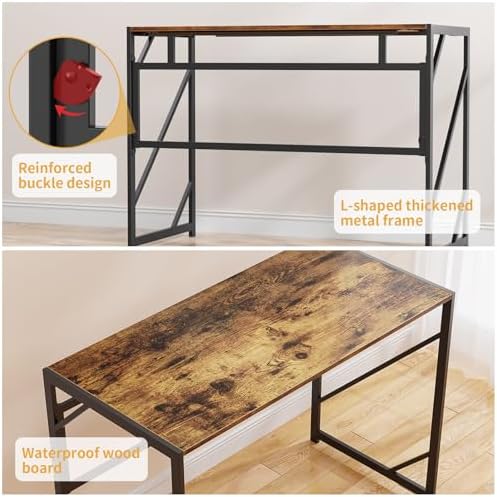 Elephance Folding Desk Writing Computer Desk for Home Office No-Assembly - Image 5