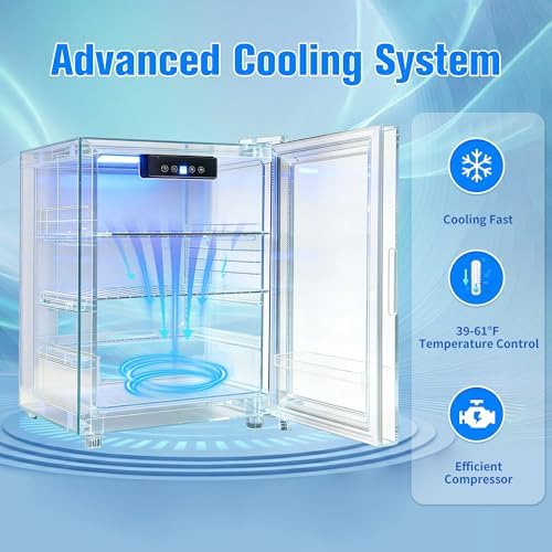 48 Can Mini Fridge, 1.7 Cu.Ft Drink Beverage Cooler with Digital Temperature Control & Glass Door, Countertop Small Beer Soda Wine Refrigerator for Office Bar Dorm Bedroom - Image 6