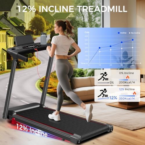 Treadmills for Home 3.0HP Foldable Treadmill with 12% Incline Small - Image 2
