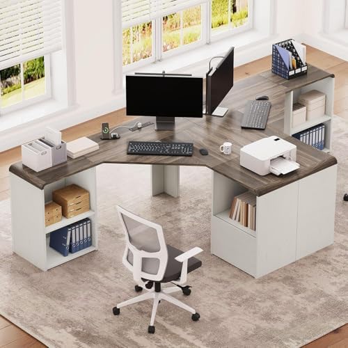 59'' Reversible L-Shaped Computer Desk, White - Image 7