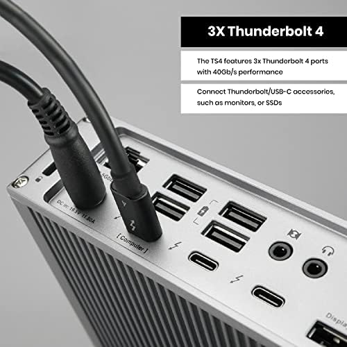 CalDigit TS4 18 Port Thunderbolt 4 Dock, 98W Charging, 3X TBT4 (40Gb/s), 3X USB-C + 5X USB-A (10Gb/s), 2.5GbE LAN, 8K@30Hz or 2X 6K@60Hz Displays, Mac/Windows/Chrome, Space Gray, 0.8m Certified Cable - Image 7