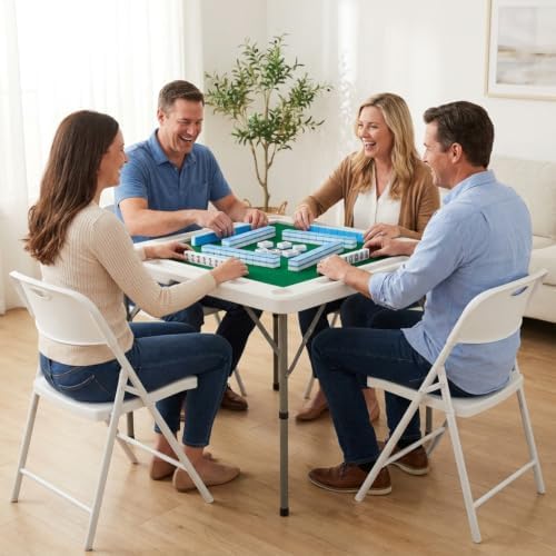 Byliable 34.6" Folding Mahjong Table, Portable Game Table with Cup Holders - Image 2