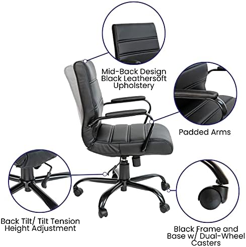 Flash Furniture Mid-Back LeatherSoft Executive Office Chair, Black/Black - Image 4