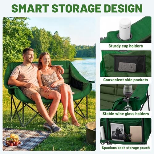 Youtanic Oversized Double Camping Chair, Folding Loveseat Camping Couch - Image 6