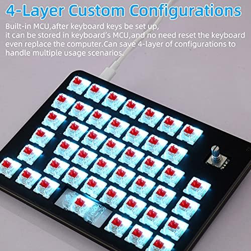 Koolertron One-Handed 45-Key Programmable Macro Keypad, Red Switch - Image 3