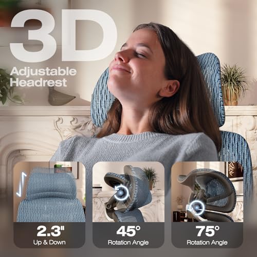 ELABEST X100 Ergonomic Mesh Office Chair with Footrest, Big and Tall Home Desk Chair with 5D Flip-Up Arms, Adjustable 3D Lumbar Support, Gaming & Executive Computer Chair (Oaxaca Blue) - Image 5
