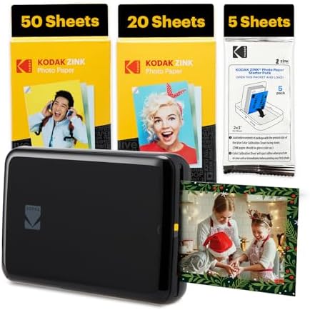 Kodak Step Instant Smartphone Photo Printer - 75 Sheets Bundle - Portable Mini Color Wireless Mobile Printer - Zink 2x3” Sticky-Back Photos - Bluetooth Compatible with Smart Devices - Fun App -Black by Unknown