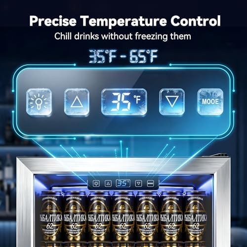 130 Can Beverage Refrigerator, 3.2 Cu.Ft Mini Fridge Beverage Cooler - Image 4