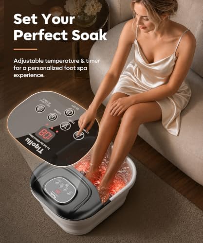 Collapsible Foot Soaking Tub with Heat, Pedicure Foot Spa Bath Massager with Temperature Control, Bubble & Red Light for Stress Relief - Image 3