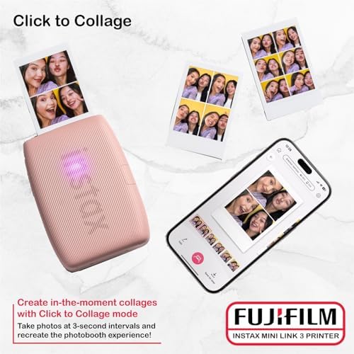 Fujifilm Instax Mini Link 3 Printer Bundle Instax Mini Film (40 Sheets), Instax Mini Link 3 Protective Case (Rose Pink) - Image 6