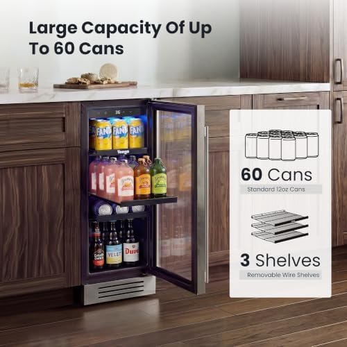 Yeego Beverage Refrigerator - 12 inch 60 Cans Beer Cooler with Glass Door - Image 3