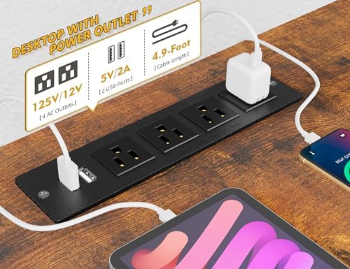 EnHomee 104" L Shaped Desk, 4 Layout Convertible RGB Lights & Monitor Stand - Image 5