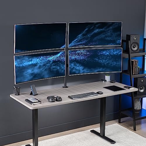 VIVO Premium Quad Ultra Wide LCD LED 27 to 38 inch Monitor Desk Mount, Heavy Duty C-clamp, Extra Tall Pole, Adjustable Telescoping Arms, Flush Wall Setup, Fits 4 Screens, Black, STAND-TS38C-4 - Image 2
