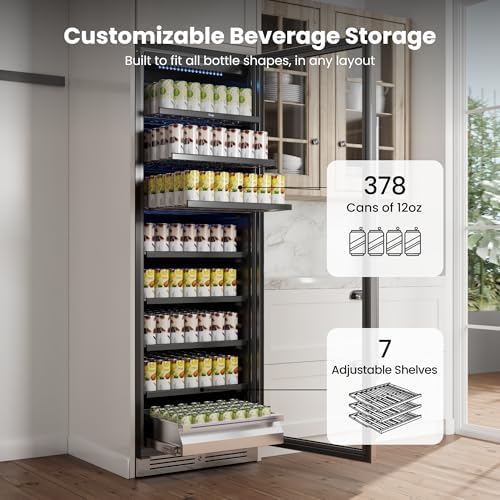 Yeego Beverage Refrigerator - 24 inch 378 Cans Beer Cooler with Glass Door - Image 2