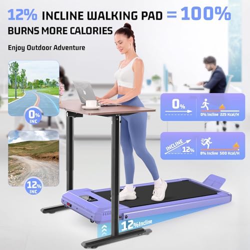 FUNMILY Upgrade Walking Pad Folding Treadmill with 12%/15% Incline & Handle Bar, 3.5HP Foldable Under Desk Compact Treadmills for Home/Office/Gym, 400+lb Capacity, Shock Absorption - Image 2