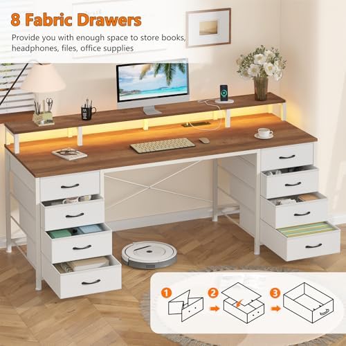 60" Computer Desk with 8 Drawers & Monitor Stand for Home Office, Bedroom - Image 3