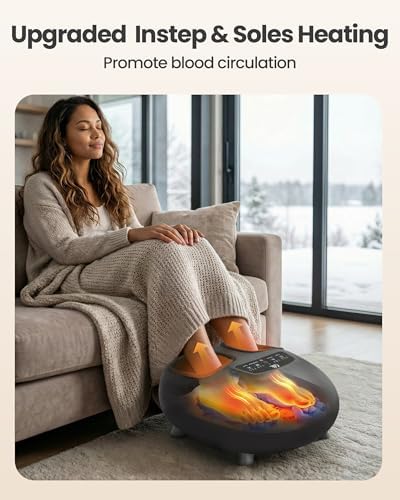 CILI Foot Massager with Heat, Shiatsu Foot Massage Machine for Plantar Fasciitis Neuropathy, 3 Sole & Instep Heating Levels, 3 Intensity Adjustable, Up to Size 14, Gifts for Him Her - Image 4