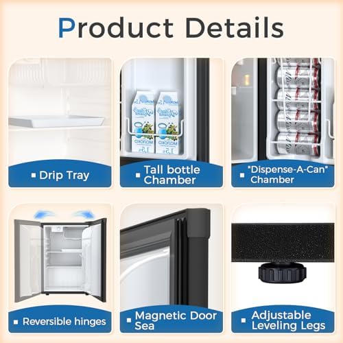 Antarctic Star Mini Compact Refrigerator with Freezer, 2.6 Cu.Ft. Single Door Adjustable Removable Shelves for Apartment/Dorm/Office,BLACK - Image 4