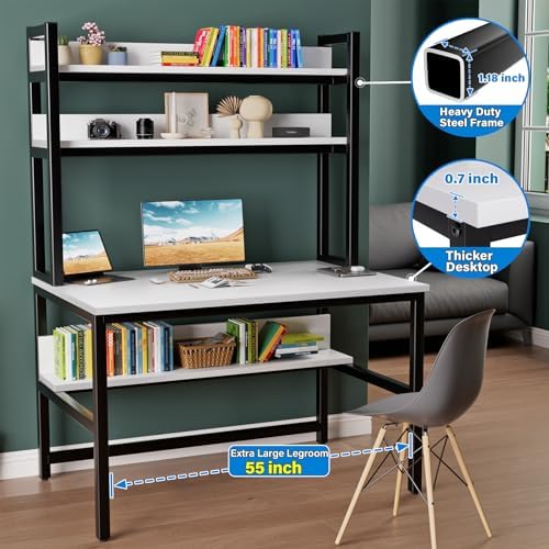 Aquzee Desk with Shelves, Computer Desk with Hutch, 55" - Image 3
