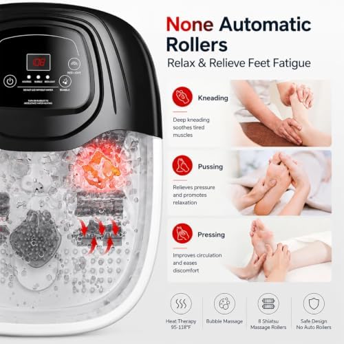 Foot Soaking Tub, Foot Spa Bath Massager with Heat, Bubbles - Image 4