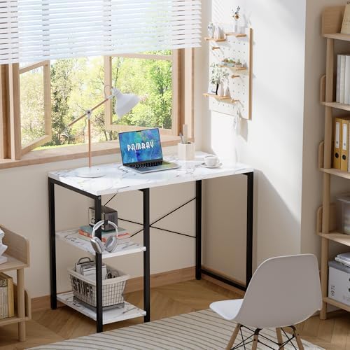 Pamray 32 Inch Small Computer Desk with Shelves for Bedroom Small Spaces - Image 2